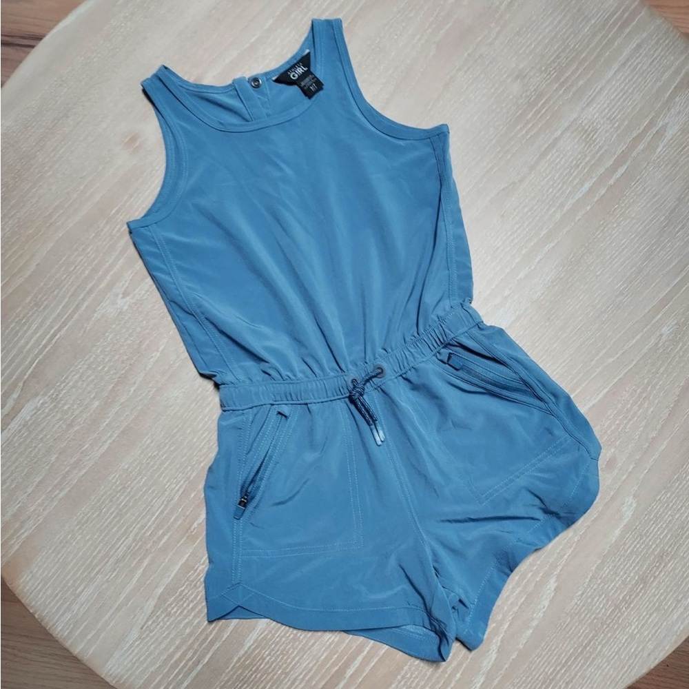 EUC Athleta Girl On The Go Blue Romper size 7 - Picture 1 of 2